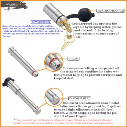 61073 Receiver Lock for 3" Receiver (Fits: 3.0" Receiver / 1PK (1) Receiver Lock)