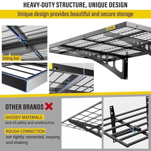 2x3ft 4Pack Wire Shelving Unit Heavy Duty Garage Storage Shelves Wall Mounted Black 1120lbs Load Capacity（24 (2x6ft / Black)