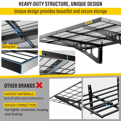 2x3ft 4Pack Wire Shelving Unit Heavy Duty Garage Storage Shelves Wall Mounted Black 1120lbs Load Capacity（24 (2x6ft / Black)
