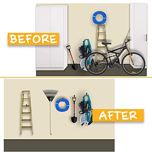 12pack Steel Garage Storage Utility Double Hooks Organizer Heavy Duty Wall Mount Tool Holder for Organizing Power Tools Ladders Bulk Items (Utility Hooks 12pack)