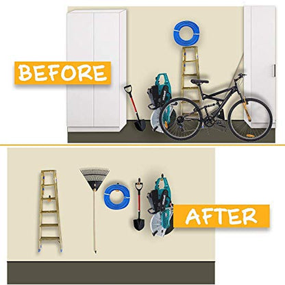 12pack Steel Garage Storage Utility Double Hooks Organizer Heavy Duty Wall Mount Tool Holder for Organizing Power Tools Ladders Bulk Items (Utility Hooks 12pack)