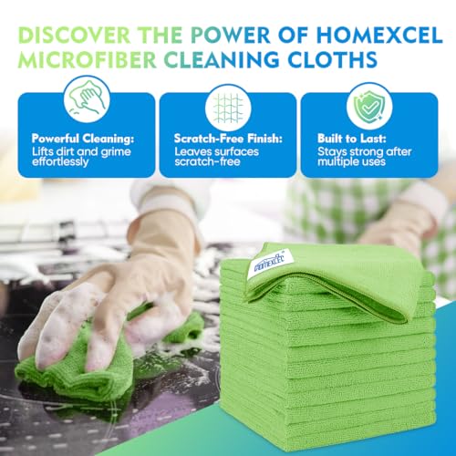 Green Microfiber Cleaning Cloth 20 Pack 11.5 x 11.5 Inch Microfiber Towels for Cars Ultra Absorbent Cleaning Rags Lint Free Cleaning Towels for Household Kitchen (Green / 11.5 x 11.5 Inch)
