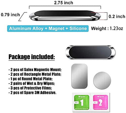 Flat Magnetic Phone Mounts 2 Pack. Black Cell Phone Holder for Car Dashboard (BLACK / 2 PACK)