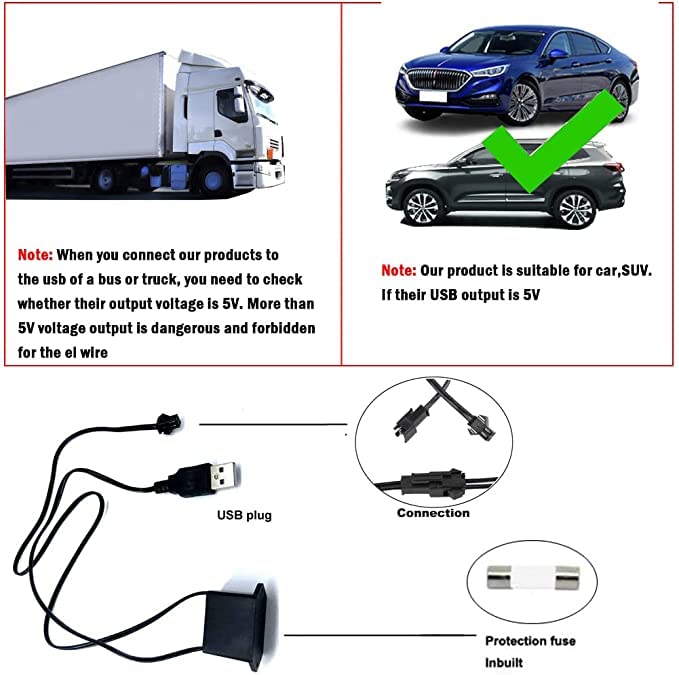 El Wire Neon Light Car Interior LED Lights (Ice blue / 5m)