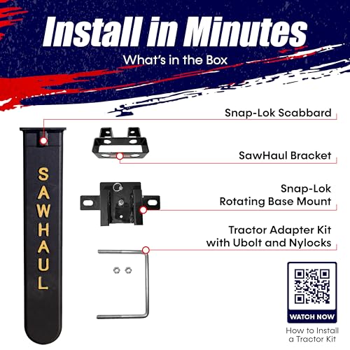 GearHaul SawHaul SnapLok Rotating Tractor Chainsaw Carrier (Rotating - Tractors / 28 Inch Scabbard / Yellow)