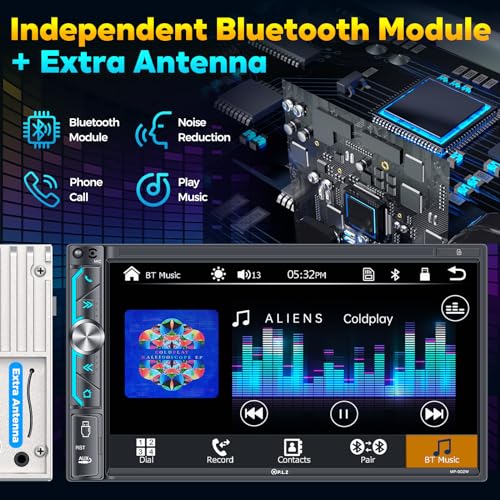 7" Wireless Double Din Car Stereo Apple Carplay Radio Screen for Car Audio Receivers (7")