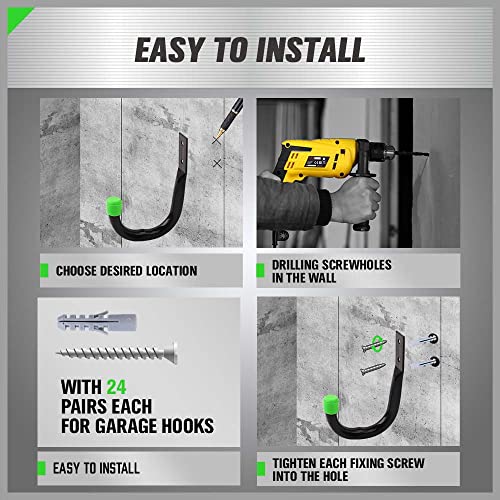 SWANLAKE Heavy Duty Garage Storage Utility Hooks (12-Piece Green)