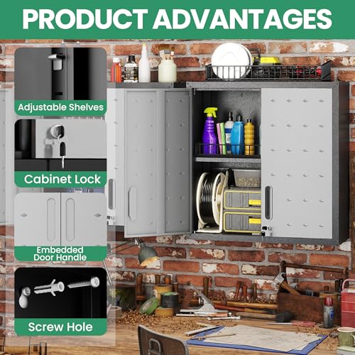 Garage Wall Cabinet (Black/Grey / Wall-2 Doors)
