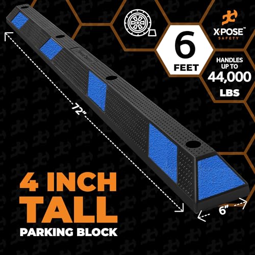 72" Heavy Duty Blue Rubber Parking Stopper (6 Pack)