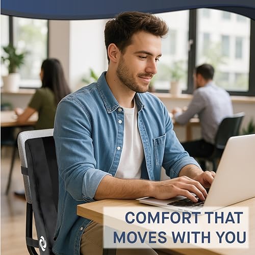 Lumbar Support Pillow Mid and Lower Back with Cooling (Black With Cooling Gel)