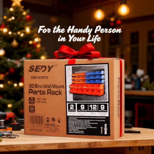 30-Bin Wall-Mounted Storage Rack System - Heavy-Duty Garage Tool Organizer for Screws, Nuts, Bolts, Nails, Beads, and Small Hardware Parts - Easy Installation and Customizable