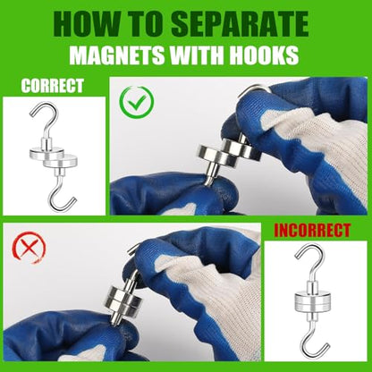 Magnetic Hooks 170lbs Strong Magnets Hook 18 Pack (Silver / 18pack-170lb)