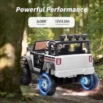 12V Kids Ride on Car Truck (White)