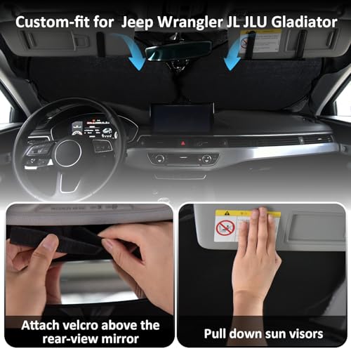 Sunshade Sun Shade for 2018 (fit Jeep Wrangler JK JKU JL 2022-2024)