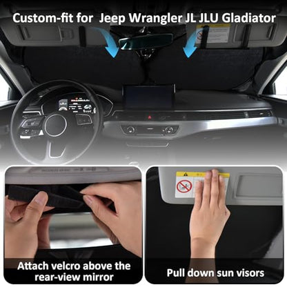 Sunshade Sun Shade for 2018 (fit Jeep Wrangler JK JKU JL 2022-2024)