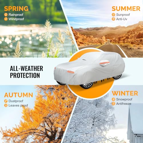 30 Layers SUV Car Cover for Automobiles All Weather Waterproof (Silver / Fit SUV 171"-180")
