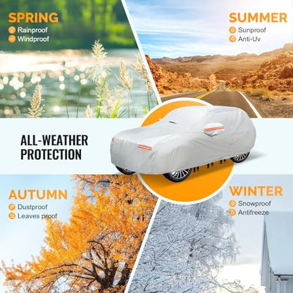 30 Layers SUV Car Cover for Automobiles All Weather Waterproof (Silver / Fit SUV 191"-200")