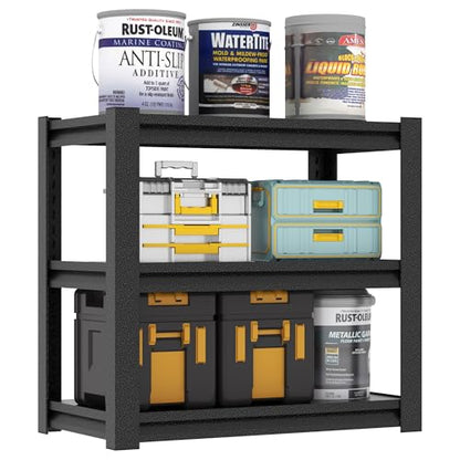 Metal Storage Shelving (Black / 3 Tier - (18"D x 34"W x 31.5"H))