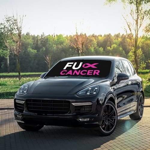Fuck Breast Cancer Pink Ribbon Car Windshield Sun Shade Umbrella (57X31 Inch / Color-0705-2)