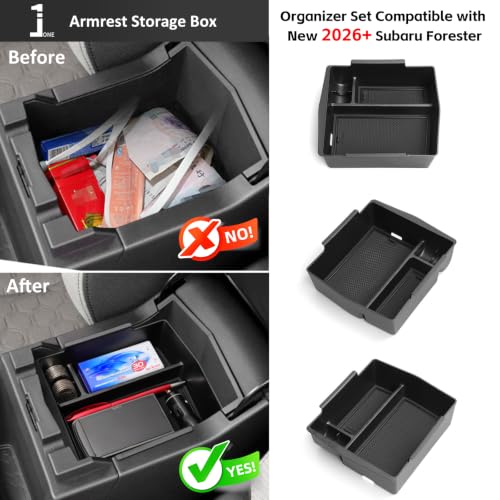 Upgraded for 2026 Subaru Forester Accessories Center Console Organizer 4Pcs (L-For-2026-forester)
