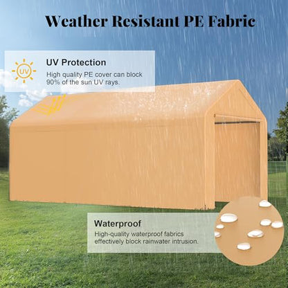 10x20 Carport Heavy Duty Portable Garage Shelter w (Yellow / 10x20 with sidewalls)
