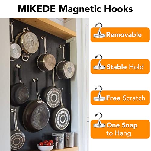 Magnetic Hooks Heavy Duty 170LB+ Strong Neodymium Magnets (Silver / 8Pack-150LB)