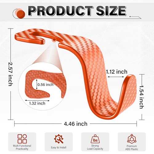 Universal 2 Pack Car Seat Headrest Purse Hook (2pc / Orange Checkered)