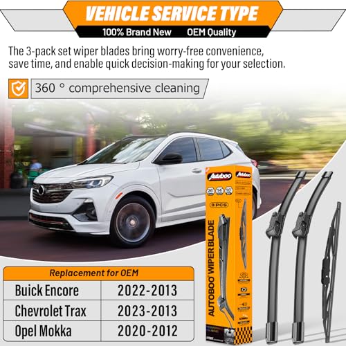 Windshield Wiper Blade Replacement for Chevy Trax Buick Encore (26"+14"+10")