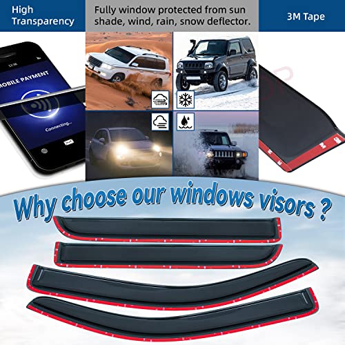 4pcs Window Visors Rain Guards for 2009 (2009-2014 Ford F150 Crew Cab)