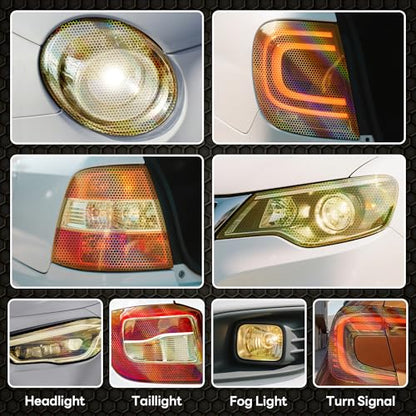 Car Light Tint Film (Ammo Yellow Honeycomb / 12in x 60in)