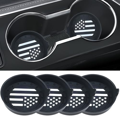 4 Pack Car Cup Coaster Silicone Spill (Black American Flag / 4 Pack)