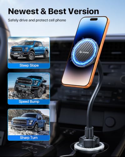 Military Grade Cup Phone Holder for Car (Magnetic-Gooseneck)