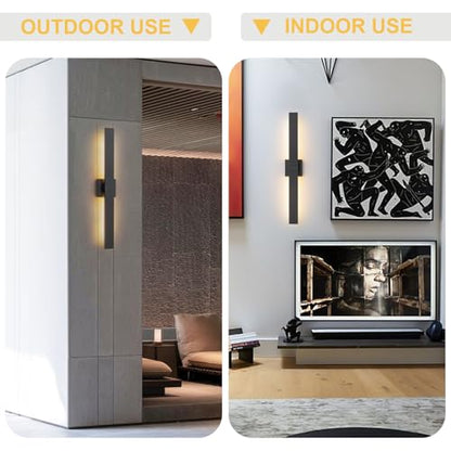 Black Modern LED Outdoor Wall Sconce 31.5" Long Outdoor Wall Lights Exterior Lighting Fixtures for House Porch Patio Garage Front Door (Black / 31.5 inch-1 Pack)