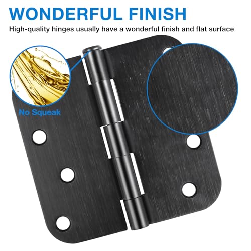 3 Pack Matte Black Door Hinges 4 Inch 5 (Matte Black-4 in / 3 Pack)
