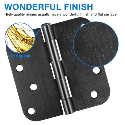 3 Pack Matte Black Door Hinges 4 Inch 5 (Matte Black-4 in / 3 Pack)