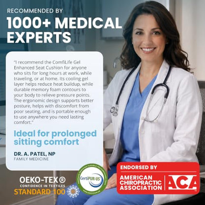 Extra Large Gel & Memory Foam Seat Cushion (Brown / X-Large)