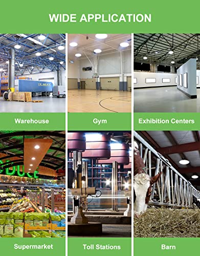 240W/200W/150W UFO LED High Bay Light, UL Listed 5000K Daylight 33600LM, 0-10V Dimmable, AC100-277V, IP65 Waterproof Commercial Bay Lighting Fixture for Warehouse Workshop(9 Pack) (240W)