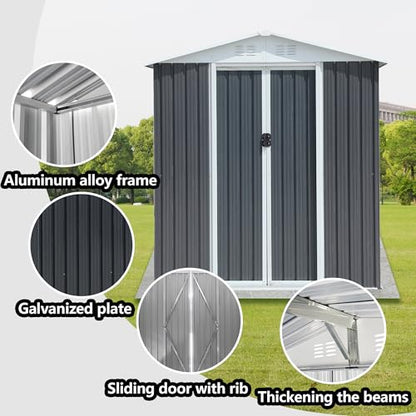 6x4 FT Outdoor Storage Shed (6x4 FT/Base Frame / Gray)