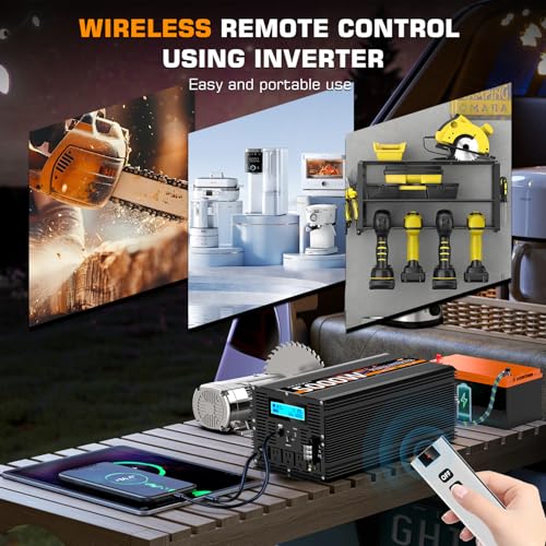 5000 Watt Power Inverter 12V DC to 110V 120V Converter for Family RV Off Grid Solar System Car with Type (12v-5000w)