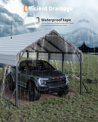 13 ft x21 ft x11 ft Oversized Metal Carport (White / 13x21 FT)