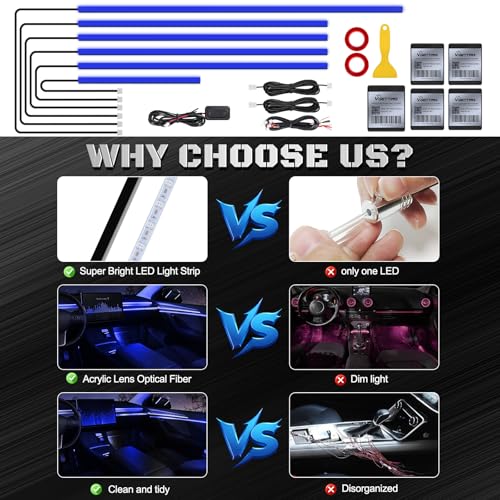 RGB Acrylic Interior Car LED Strip Light with Wireless APP (RGB Color 6 in 1)