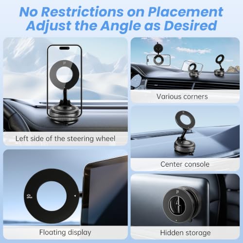 2026 Upgraded Vacuum Magnetic Car Phone Holder Mount [85 LBS Strongest Suction] 360° Adjustable Magnetic Phone Holder