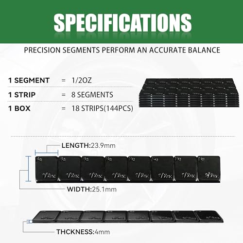 1 2 oz Stick On Wheel Weights 144pcs 72oz Low Profile Black (0.5oz-144PCS / Black)