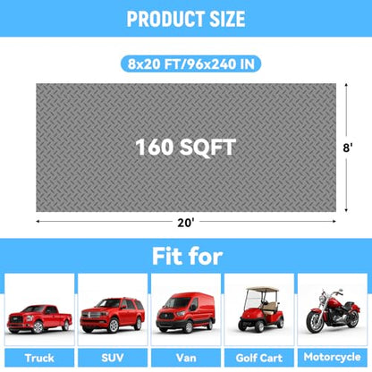 8x20 FT Garage Floor Mat (8x20 FT / Gray)