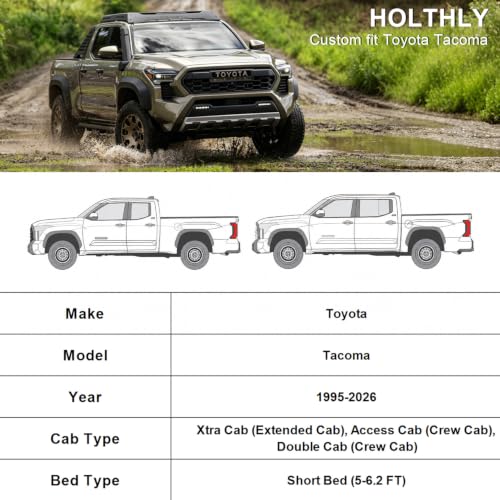10 Layers Truck Cover Waterproof All Weather Custom Fit Toyota Tacoma (Black Gray / Custom Fit for Toyota Tacoma)