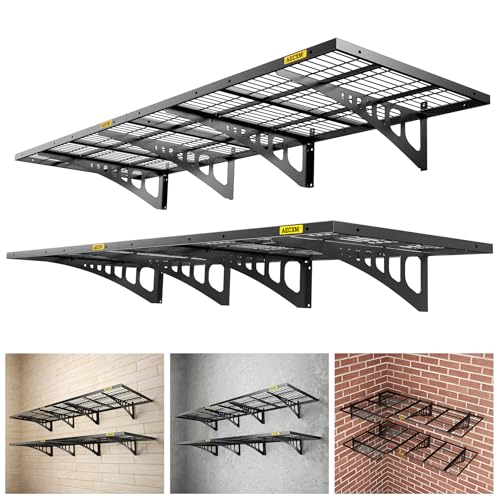 2x3ft 4Pack Wire Shelving Unit Heavy Duty Garage Storage Shelves Wall Mounted Black 1120lbs Load Capacity（24 (2x6ft / Black)