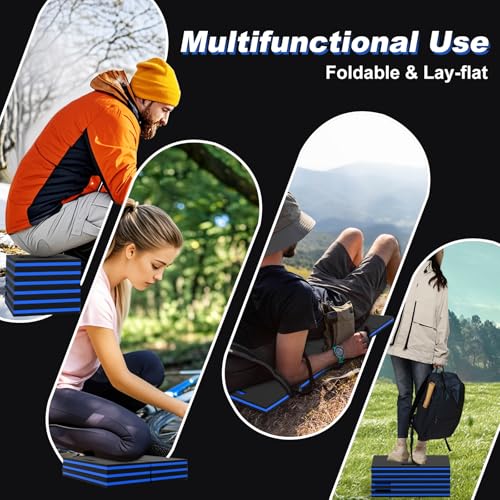 Thick Mechanic Mat Foldable EVA Kneeling Pad with Magnetic Tool Slot (Black & Blue / 15.8"W)