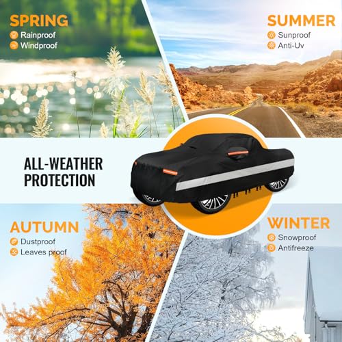 30 Layers Truck Car Cover for Automobiles All Weather Waterproof (Black / Fit Truck 191"-210")
