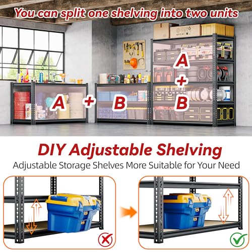 Garage Shelving Unit 35.6" W x 16" D x 72" H (72" H x 35.6" W x 16"D)
