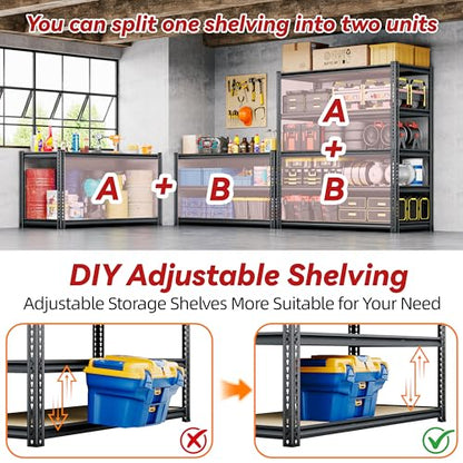 Garage Shelving Unit 35.6" W x 16" D x 72" H (72" H x 35.6" W x 16"D)